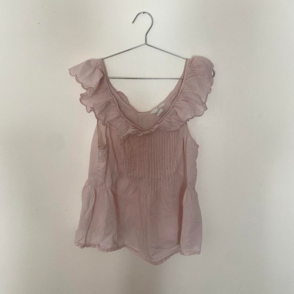 Light Pink Sleeveless Ruffle Blouse Women's Medium